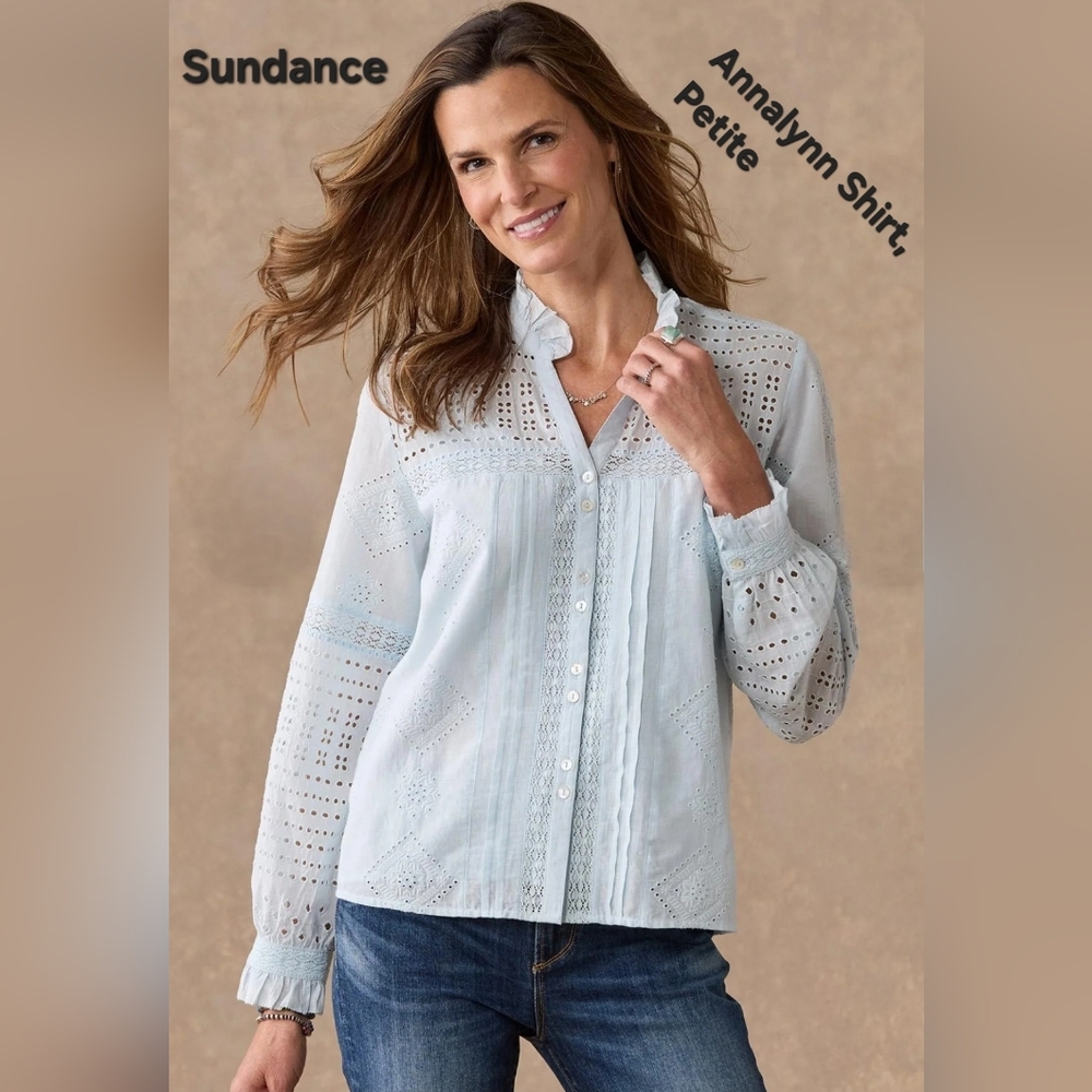Sundance Living, PM Annalynn Shirt, Blue, NWT